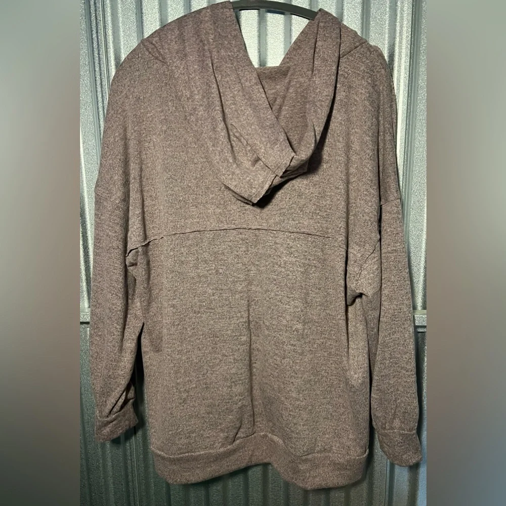 Andre by Unit Mauve Oversized Button Detail Hoodie Lightweight NWOT 2X - Picture 2 of 4